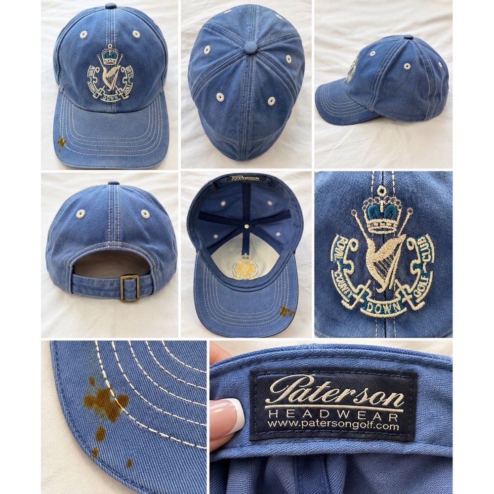 Paterson Royal County Down Golf Club Hat Blue Embroidered Crest Baseball Cap